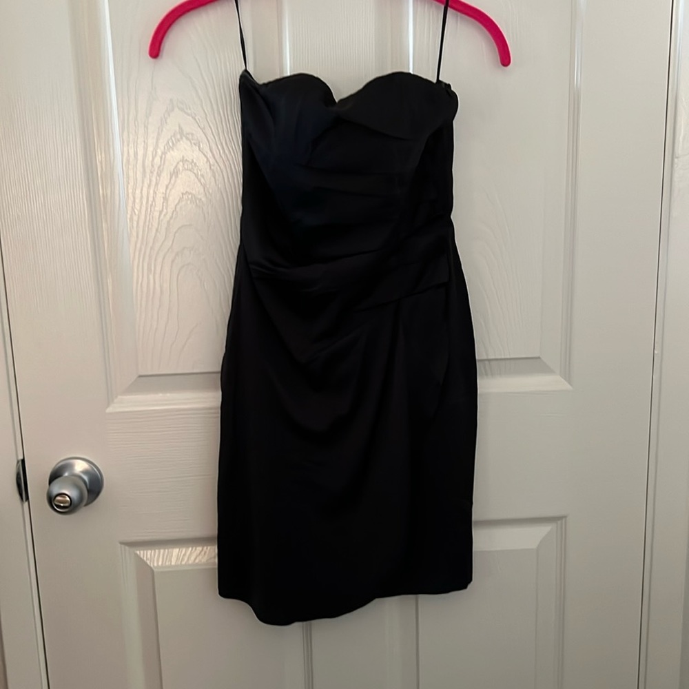 Strapless black cocktail dress